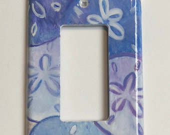 Sand Dollar Seashell Light Switch Plates, Electrical Outlet Wall Covers, Hand Painted Switch Covers, Purple, Blue, Seashell Home Wall Decor
