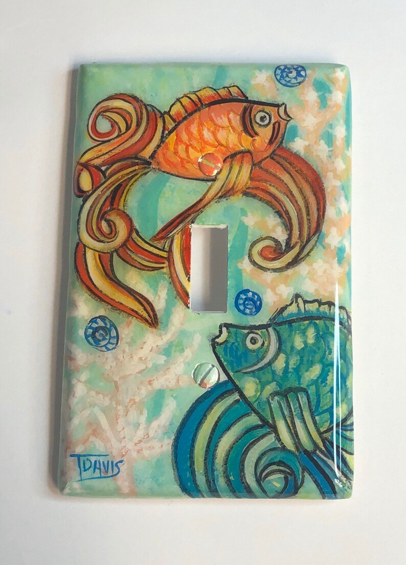 Contemporary Gold Fish Light Switch Plates and Outlet Covers Etsy