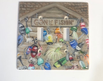 Rustic Fishing Cabin Decor: Customize Your Space with Hand-Painted Switch Plates and Outlet Covers