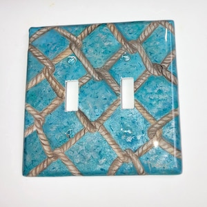 Nautical Rope Light Switch Plates - Outlet Covers, Hand Painted Decorative Wall Plate Covers, Coastal Home Decor, Fishing Net, Boat Knot Art