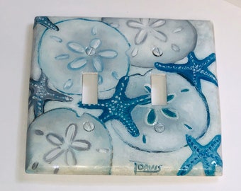 Starfish Sand Dollar Light Switch Plates and Outlet Covers, Hand Painted Decorative Wall Cover Plates, Coastal Seashell Home Accessory