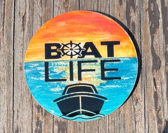 BOAT LIFE Hand-Painted Wood Magnet