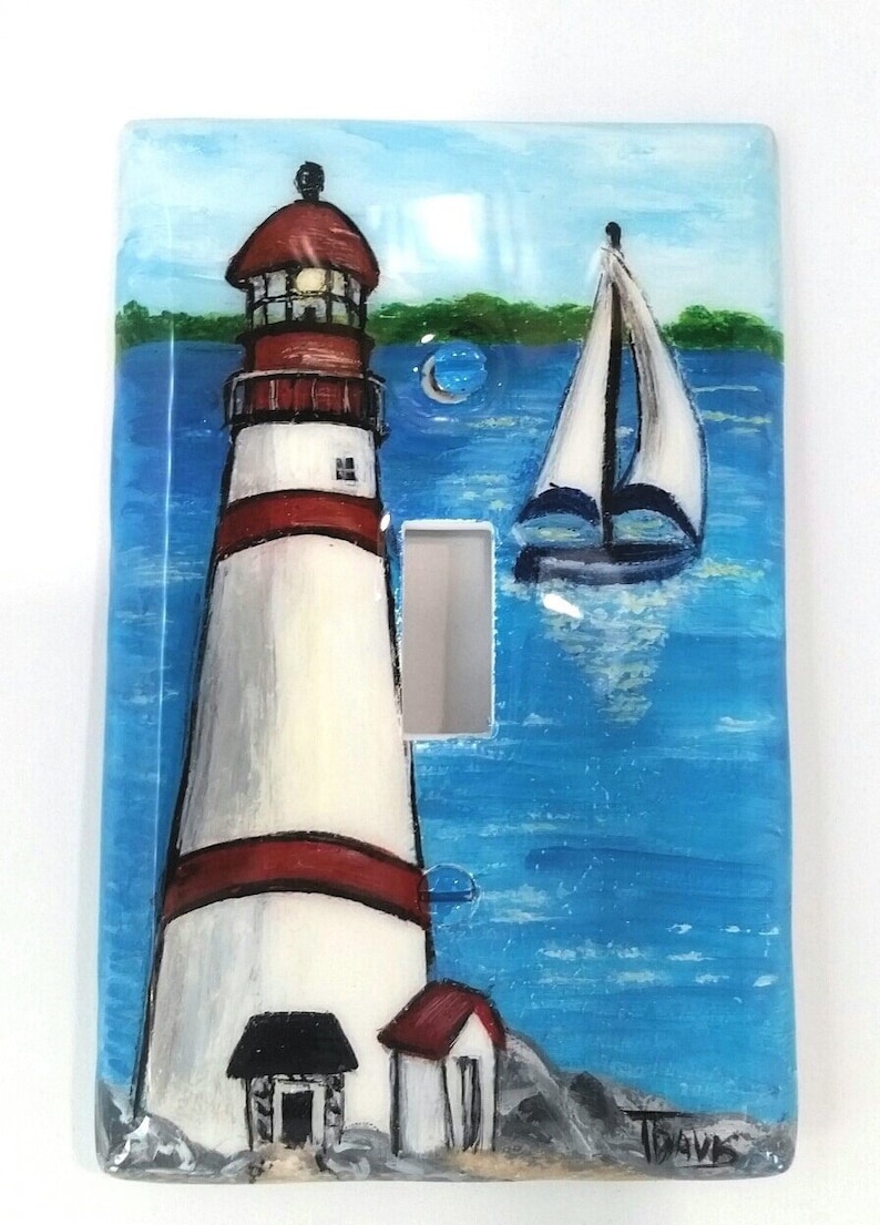NAUTICAL SEA SHELL LIGHTHOUSE DOUBLE GFI LIGHT SWITCH PLATE BATHROOM HOUSE DECOR NAUTICAL SEA SHELL LIGHTHOUSE DOUBLE GFI LIGHT SWITCH PLATE BATHROOM HOUSE DECOR