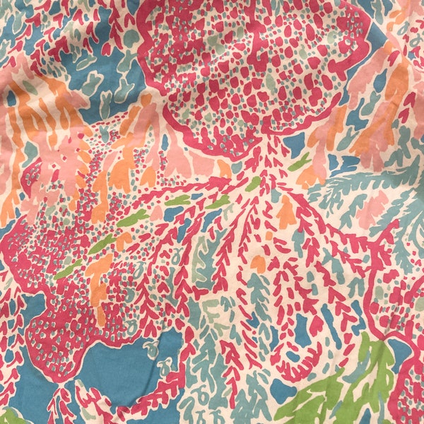 New! Colorful ocean Coral Reefcotton poplin print. LP #007 preppy rare