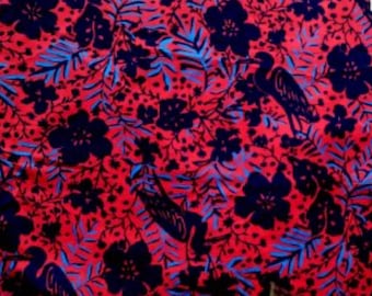 New! Colorful red with herons and flowers.Herons in Red  LP cotton poplin rare