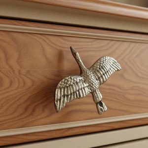 Vintage Style Crane Drawer Knob - Metal Bird Cabinet Hardware - Coastal Home Decor -