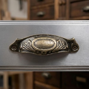 Antique Brass Cup Handle | Art Deco Victorian Cabinet Pull for Furniture Upcycle