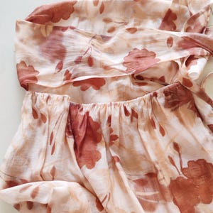 Custom Halter Neck Dress Full Set,Linen & Tencel Fabric, Reddish-brown Large Floral Print image 8