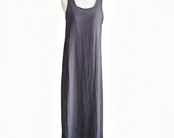Custom Hand-sewn Ramie Tencel Dress,SQ Neck Tank Dress,Solid Black