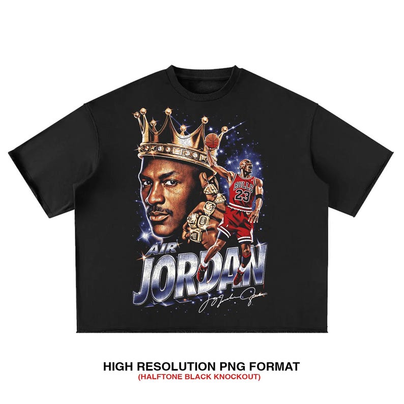 Michael Jordan Halvton PNG-design: DTF/DTG utskriftsklar (digital nedladdning) bild 2
