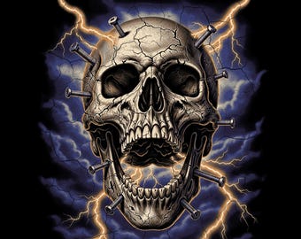 Halftone Skull PNG, DTG DTF Print-Ready Design