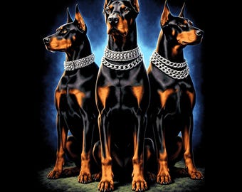 Doberman Halvton PNG, Streetwear DTF Design (Digital Nedladdning)