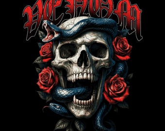 Gothic Skull Halftone PNG Design: DTF/DTG Print-Ready (Digital Download)