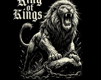 King of Kings Lion Halftone PNG, Christianity DTF Design (Digital Download)