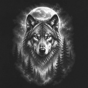 Lonewolf Halftone PNG Design: DTF/DTG Print-Ready (Digital Download)