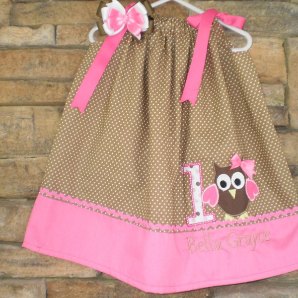 Birthday pillowcase dress with Owl