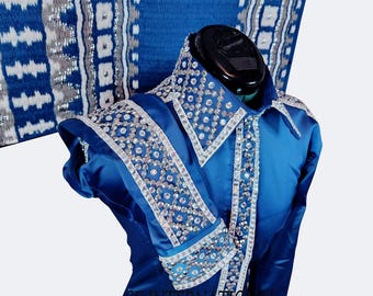 Elite Equestrian Elegance: Custom Crystal Work Show Shirt with Matching Heavy Wool Pad"