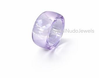 Amethyst Crystal Handmade Ring Band 20mm Statement Chunky Fashion jewelry