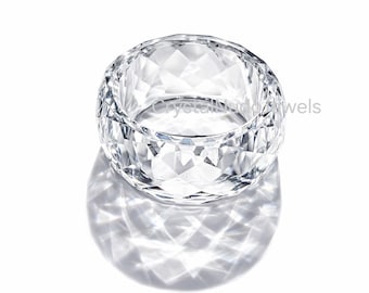 Handmade Faceted Crystal Ring Band 10mm Chunky Fashion jewelry