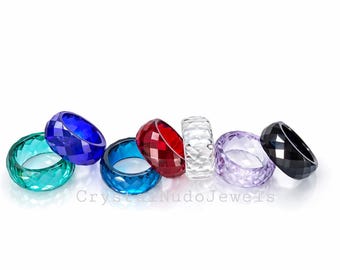 Faceted Crystal Band Ring | Colorful Statement Jewelry, Gift for Her