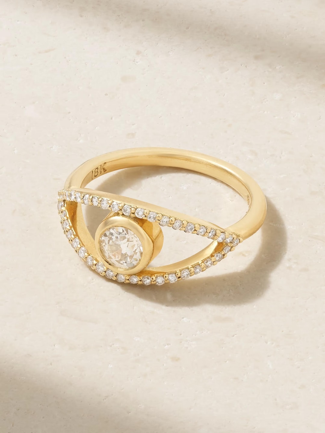 Modern Bezel-set Diamond Crossover Ring in 18K Yellow Gold - Etsy