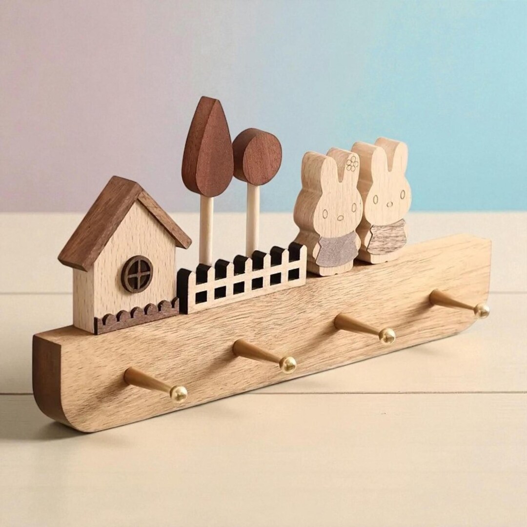 Wooden Bunny Key Rack – Handcrafted Entryway Organizer - Etsy