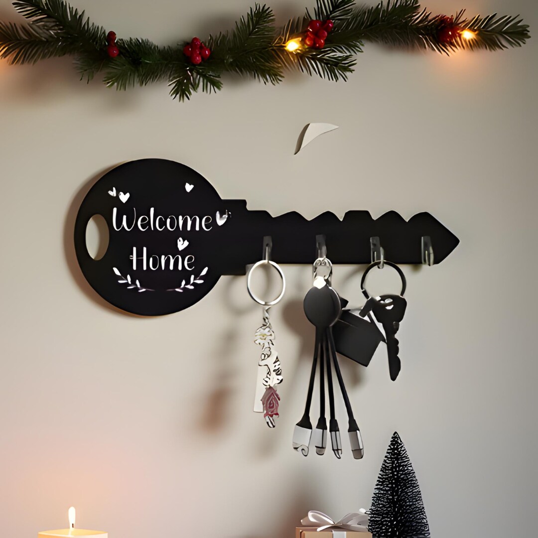 Modern Black Key Holder With Mail Slot – Entryway Shelf & Hooks - Etsy