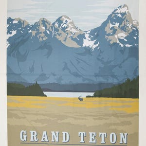 Grand Teton National Park Quilt Panel (Blau)