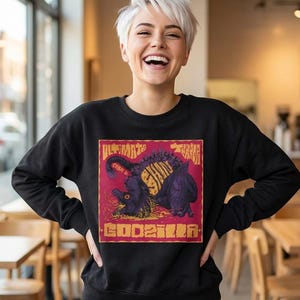 Shin Godzilla Psychedelic Underground Sweatshirt, Aesthetic Monster Pullover, Retro Japanese Streetwear, Harajuku Pastelcore Crewneck Gift