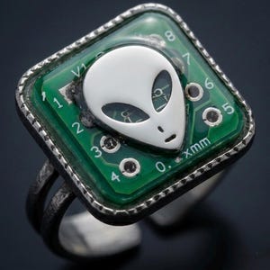 ALIEN INTELLIGENCE Circuit Board Ring handmade with Raspberry Pi