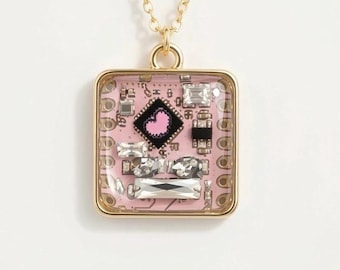 LIFELINE Real Circuit Board Rose Quartz and Hematite Necklace made with Pink Raspberry Pi PCB