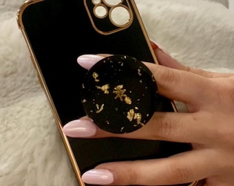 EMF Blocker Phone Pop Socket Vortex Coil Orgonite® – 24k Gold, Quartz, Tourmaline, Selenite, Elite Shungite