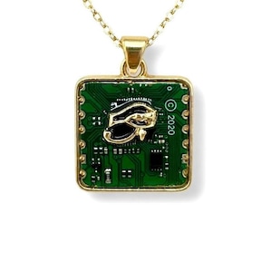 EYE AM Halsband med äkta kretskorts-obsidian tillverkat med Raspberry Pi