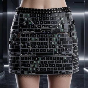 Mesh Network - Silicone Keyboard Skin Mini Skirt, hand beaded with real computer chips