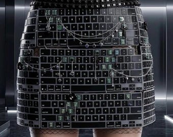 Mesh Network - Siliconen toetsenbordhoesje - Minirokje, handgemaakt met kralen en echte computerchips