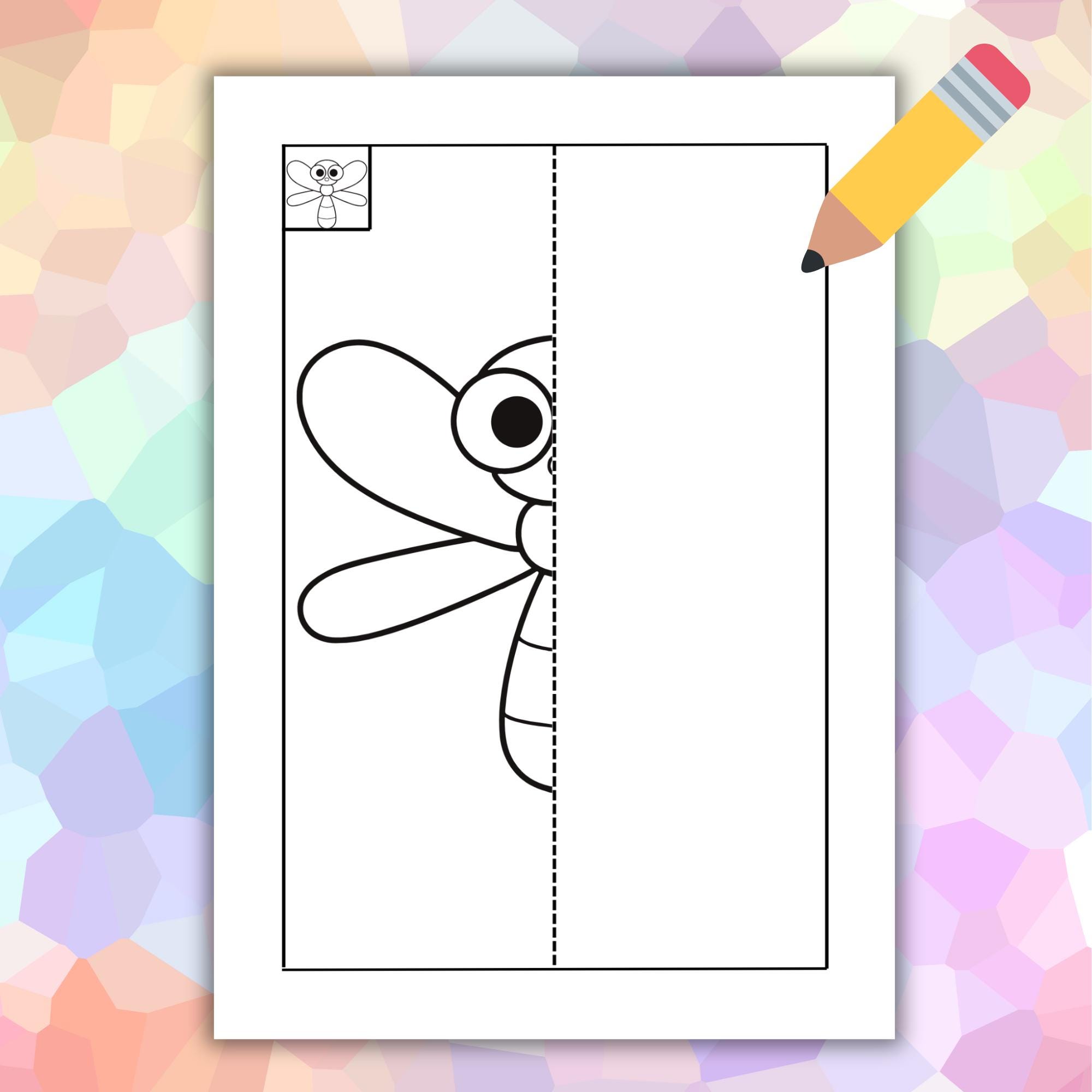 Symmetry Drawing Sheets for Kids – Creative Mirror Image Practice Pack ...