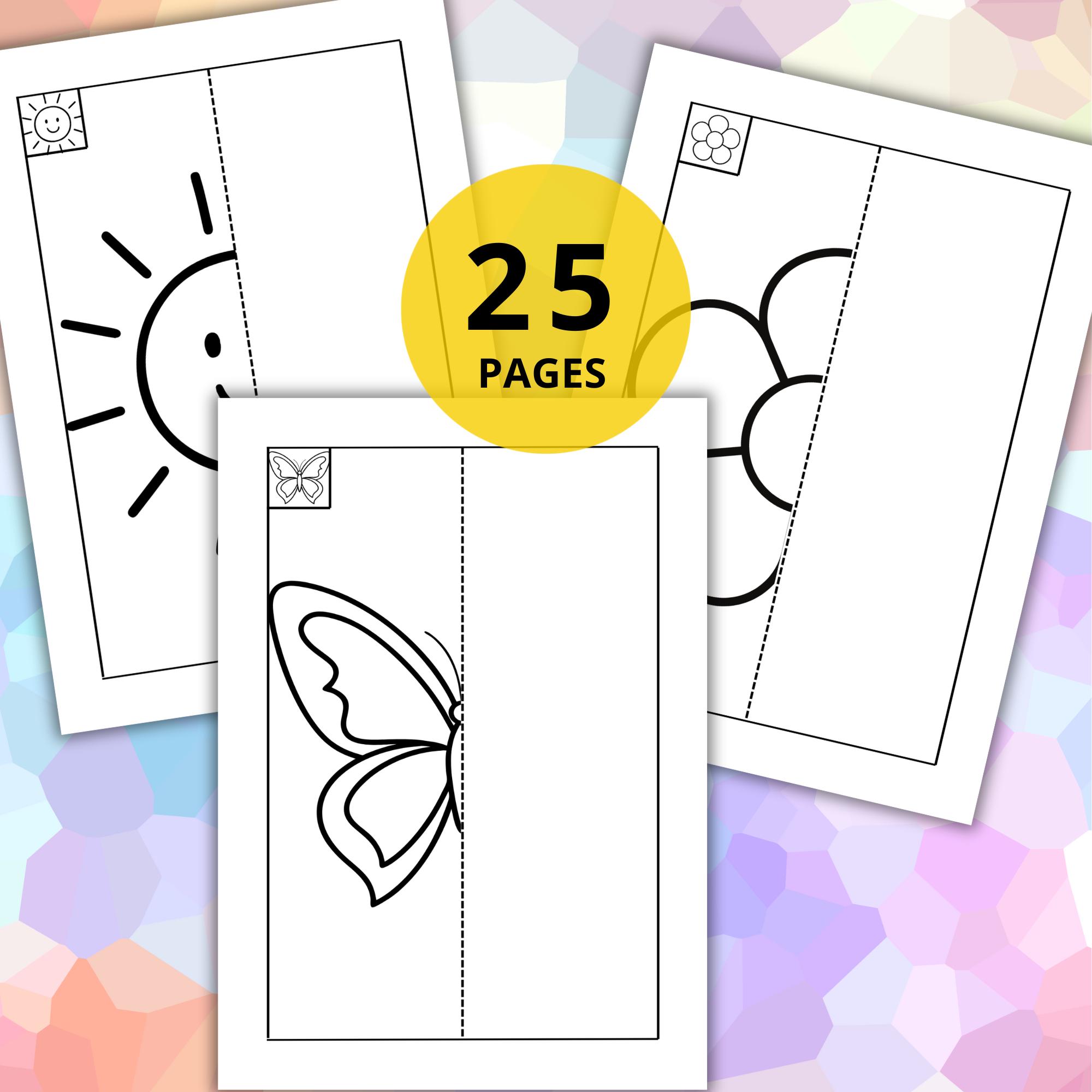 Symmetry Drawing Sheets for Kids – Creative Mirror Image Practice Pack ...