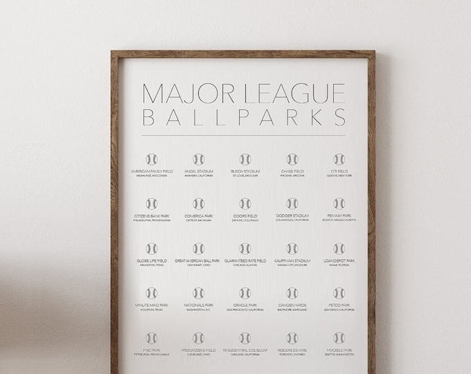 Major League Ballparks Tracker Print, Fill-in Stadiums