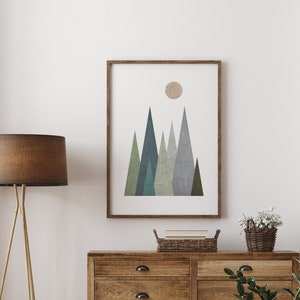 Mountain Print Bohemian Colors Minimalist Art Print Nordic Scandinavian Abstract Landscape