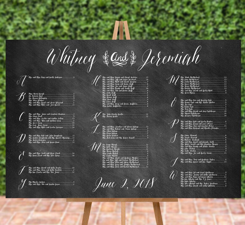 Chalkboard Wedding Seating Chart