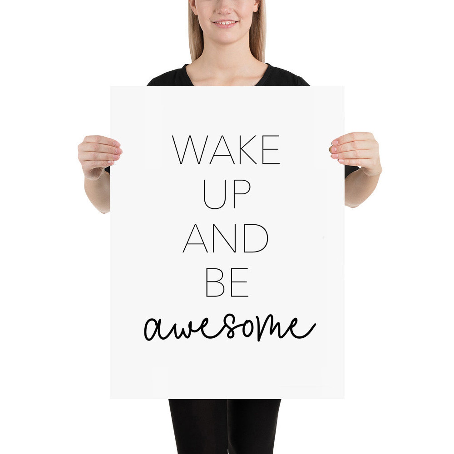 Wake up and Be Awesome Wall Art Instant Download Poster Wall | Etsy
