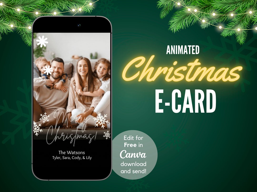 Animated Christmas Card Template for Mobile Phone or Social Etsy