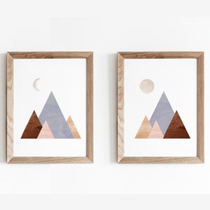 Modern Mountain Print Poster Art Mountain Scene 8x10 16x20 18x24 Minimalist Poster Print Bohemian