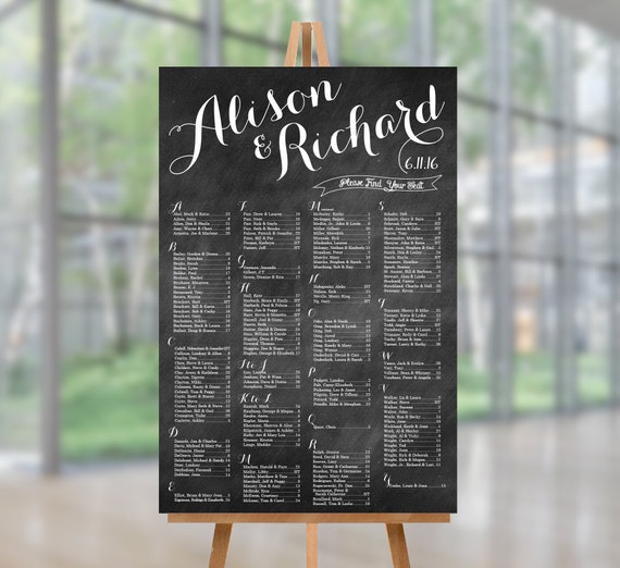 Chalkboard Wedding Seating Chart Digital File Choose Any Etsy