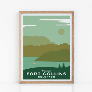 Fort Collins Retro Horsetooth 8x10 16x20 18x24 Poster Fort Collins Print Horsetooth Print