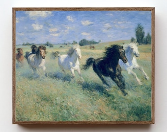 Wild Horses Landscape Painting | Equestrian Wall Art (Digital Download)