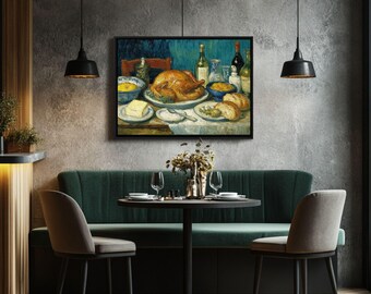 Thanksgiving Feast Still Life Art Print – Vintage Harvest Decor (Digital Download)