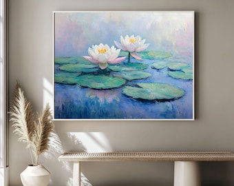 Water Lilies Pond Art – Impressionist Cottagecore Print (Digital Download)