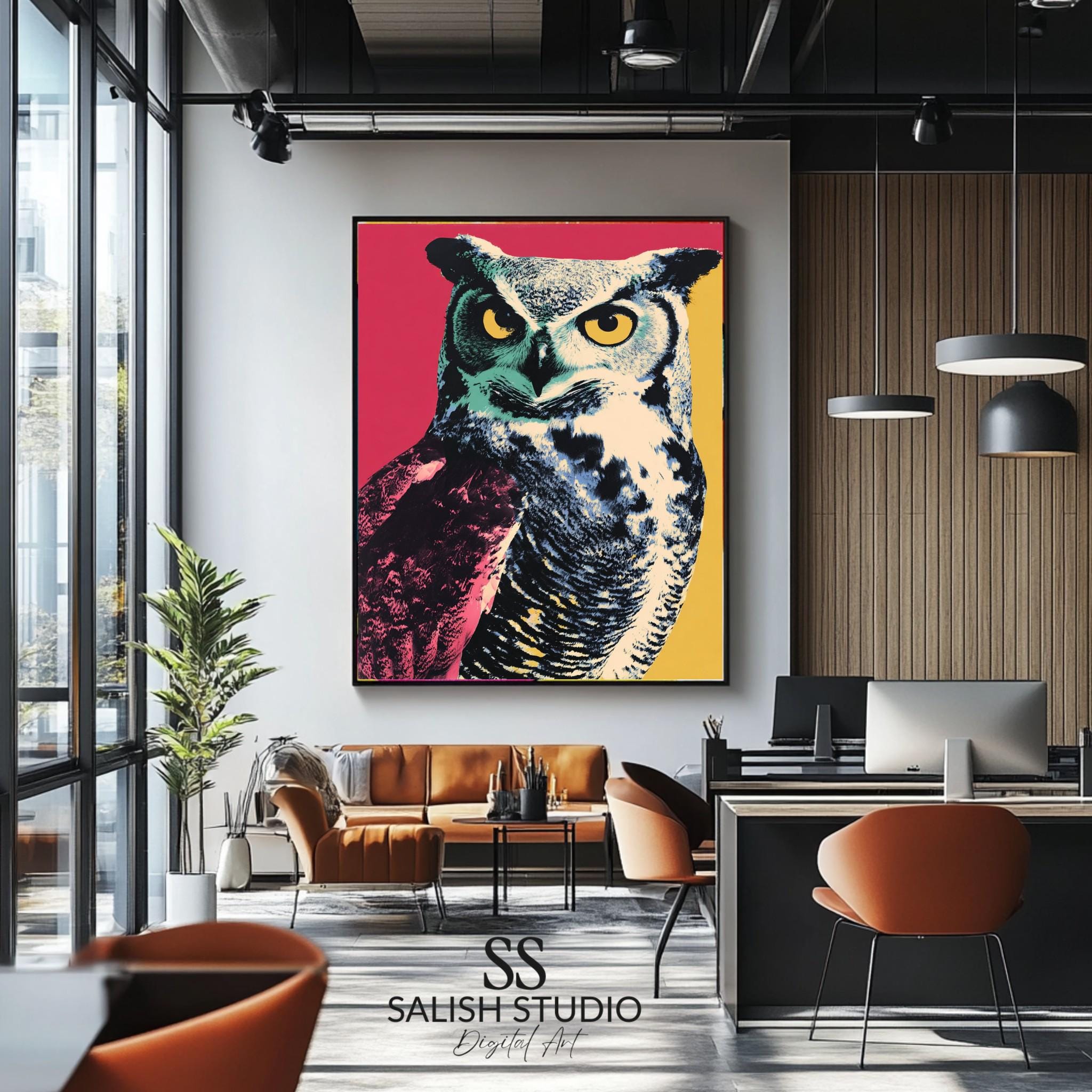 Pop Art Owl Portrait – Vibrant Wildlife Print (Digital Printable)