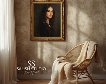 Moody Woman Portrait, Vintage Style Art Print (Digital Download)